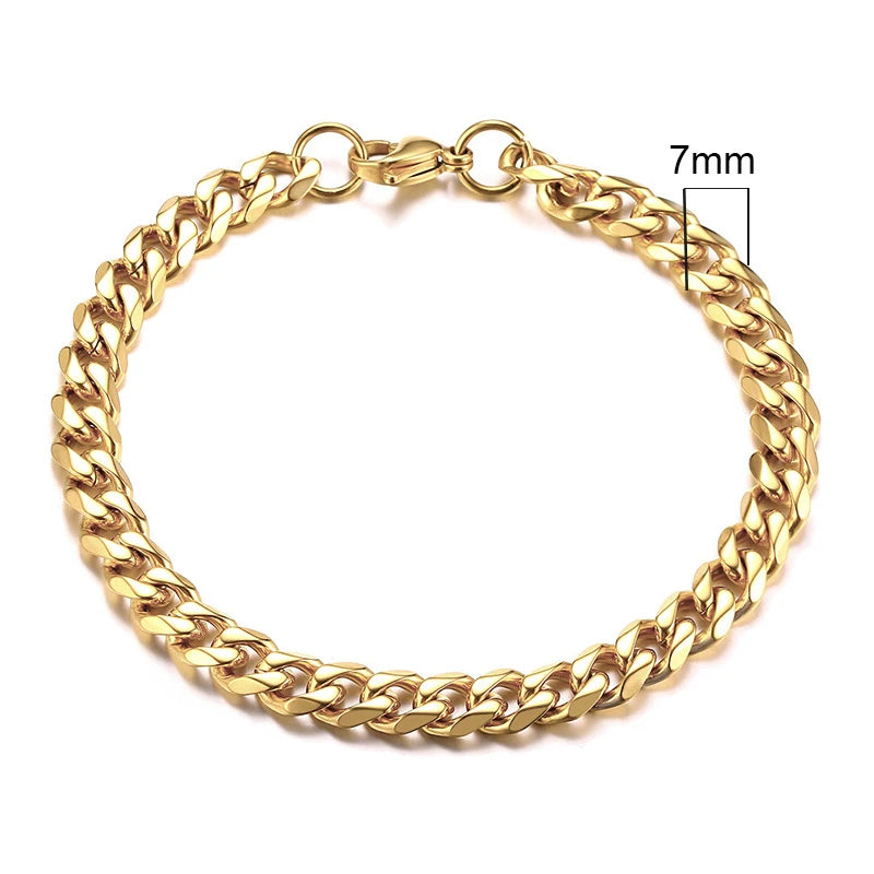 Vnox 3-11mm Chunky Chain Bracelet for Men, Stainless Steel Cuban Link