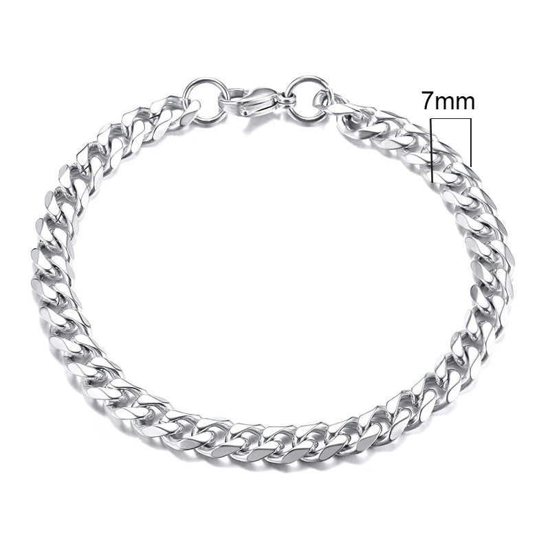 Vnox 3-11mm Chunky Chain Bracelet for Men, Stainless Steel Cuban Link