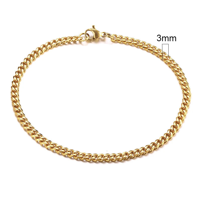 Vnox 3-11mm Chunky Chain Bracelet for Men, Stainless Steel Cuban Link