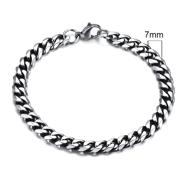 Vnox 3-11mm Chunky Chain Bracelet for Men, Stainless Steel Cuban Link