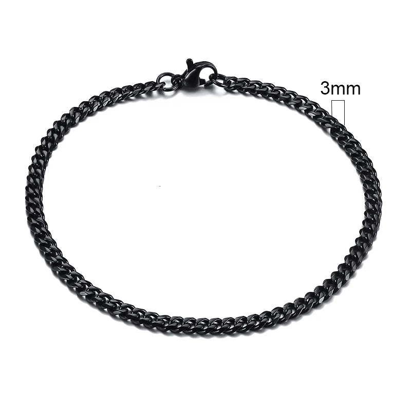 Vnox 3-11mm Chunky Chain Bracelet for Men, Stainless Steel Cuban Link
