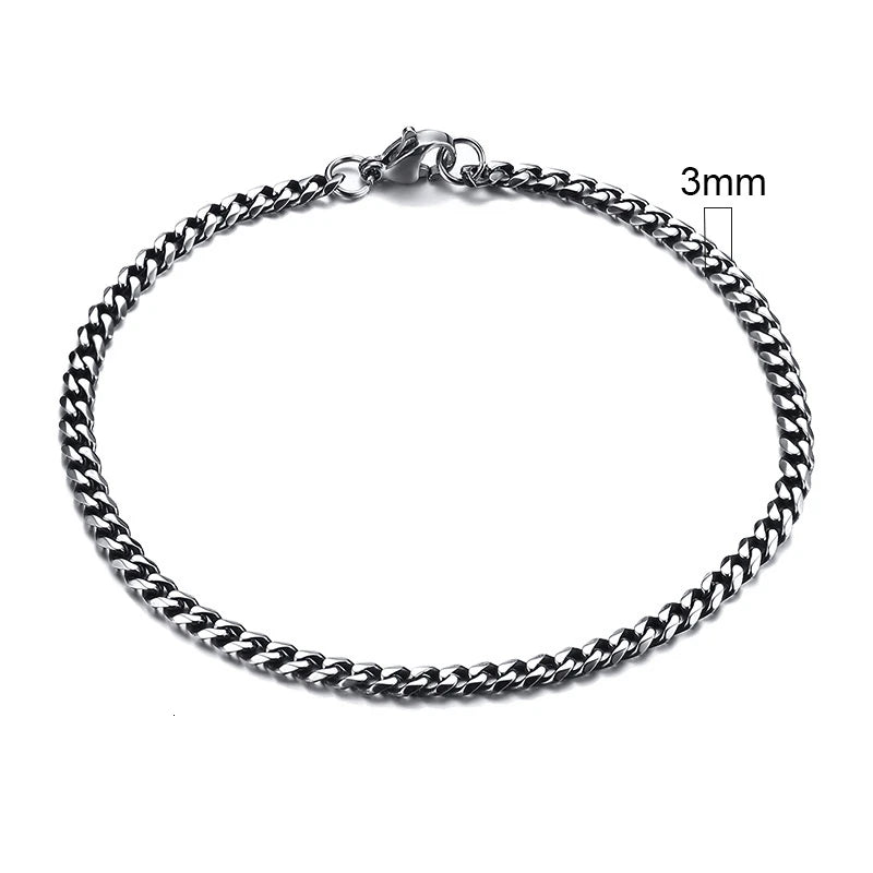 Vnox 3-11mm Chunky Chain Bracelet for Men, Stainless Steel Cuban Link