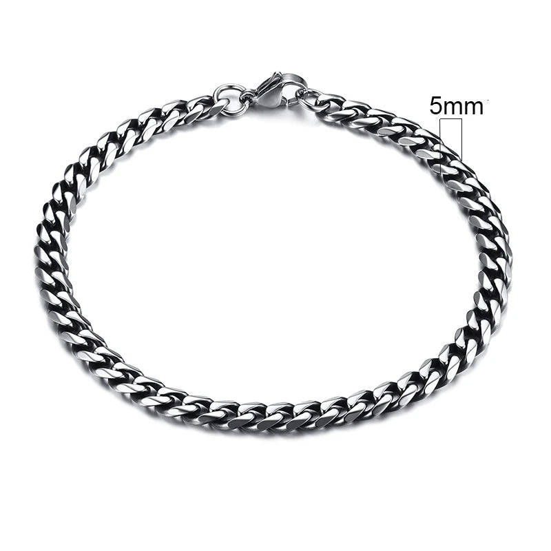 Vnox 3-11mm Chunky Chain Bracelet for Men, Stainless Steel Cuban Link