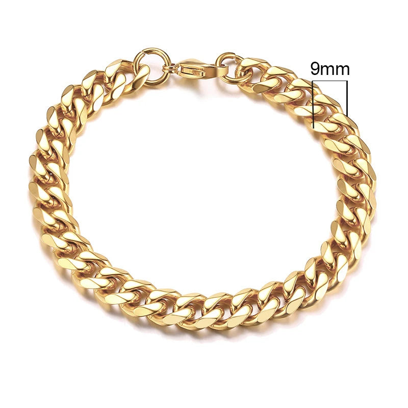 Vnox 3-11mm Chunky Chain Bracelet for Men, Stainless Steel Cuban Link