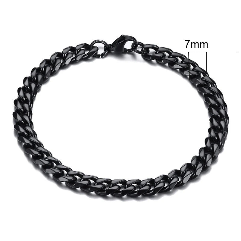 Vnox 3-11mm Chunky Chain Bracelet for Men, Stainless Steel Cuban Link