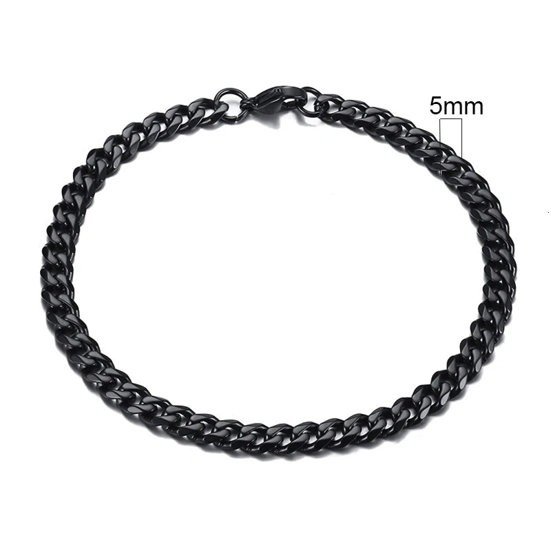 Vnox 3-11mm Chunky Chain Bracelet for Men, Stainless Steel Cuban Link