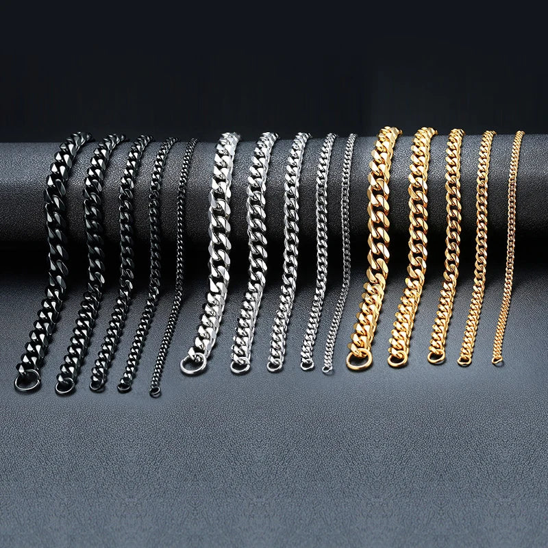 Vnox 3-11mm Chunky Chain Bracelet for Men, Stainless Steel Cuban Link