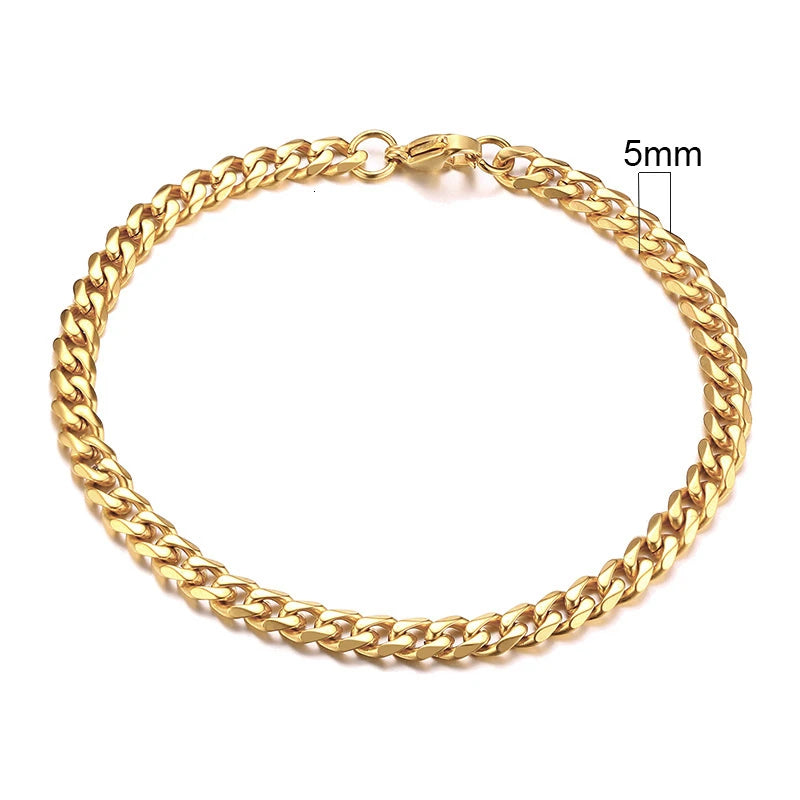 Vnox 3-11mm Chunky Chain Bracelet for Men, Stainless Steel Cuban Link