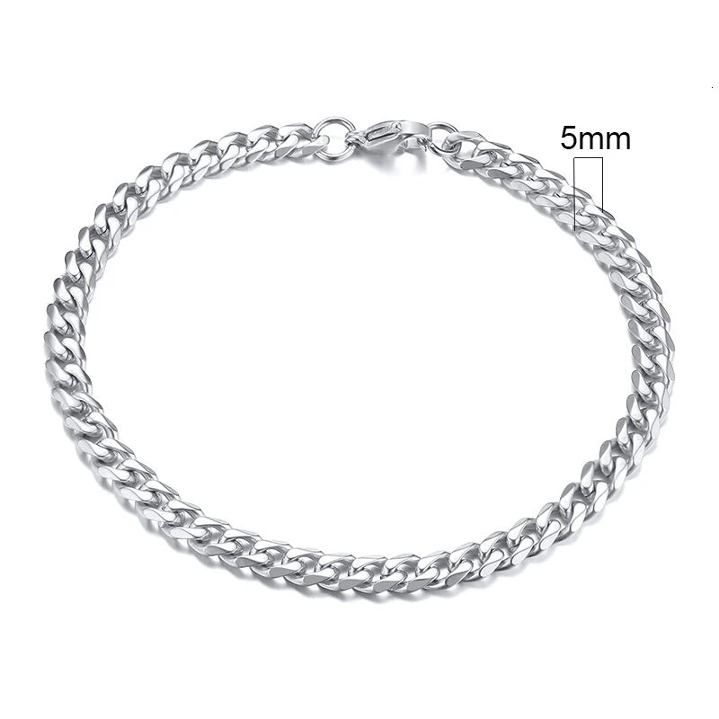 Vnox 3-11mm Chunky Chain Bracelet for Men, Stainless Steel Cuban Link