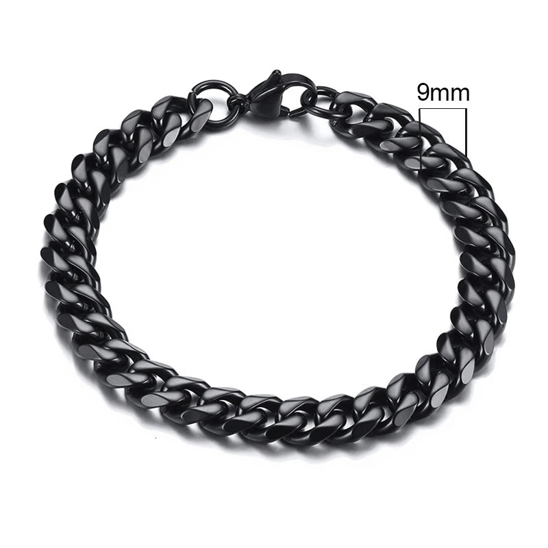 Vnox 3-11mm Chunky Chain Bracelet for Men, Stainless Steel Cuban Link