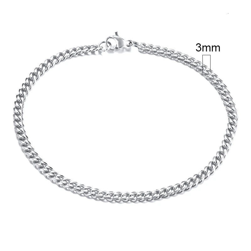 Vnox 3-11mm Chunky Chain Bracelet for Men, Stainless Steel Cuban Link
