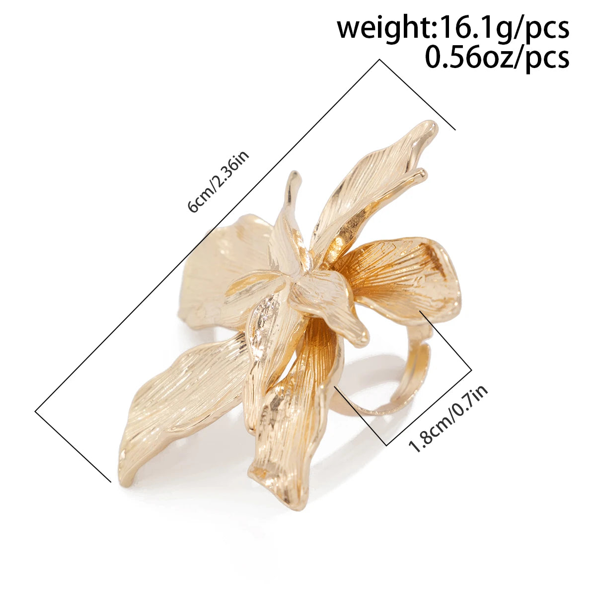 Salircon Double Layered Metal Flower Ring for Women