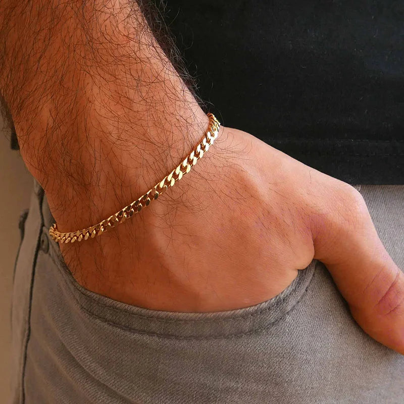 Vnox 3-11mm Chunky Chain Bracelet for Men, Stainless Steel Cuban Link